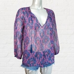 Silk Long Sleeve Pop Over Blouse 2 Piece Brand Name Bundle Size XS-S